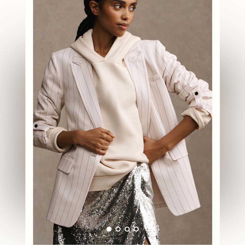 Anthropologie Maeve stripped Rolled Cuff Blazer - Picture 2 of 6